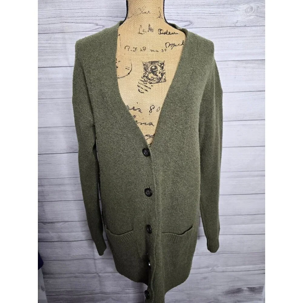 J. Crew Olive Green Long Cardigan Sweater Medium
